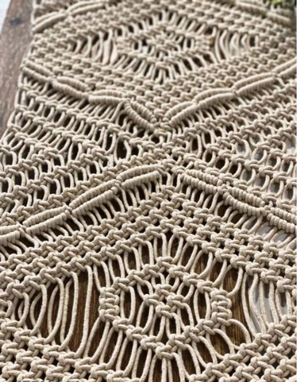 Unique Cotton Table Runner - Free Size, Cream, Cotton, Pack of1